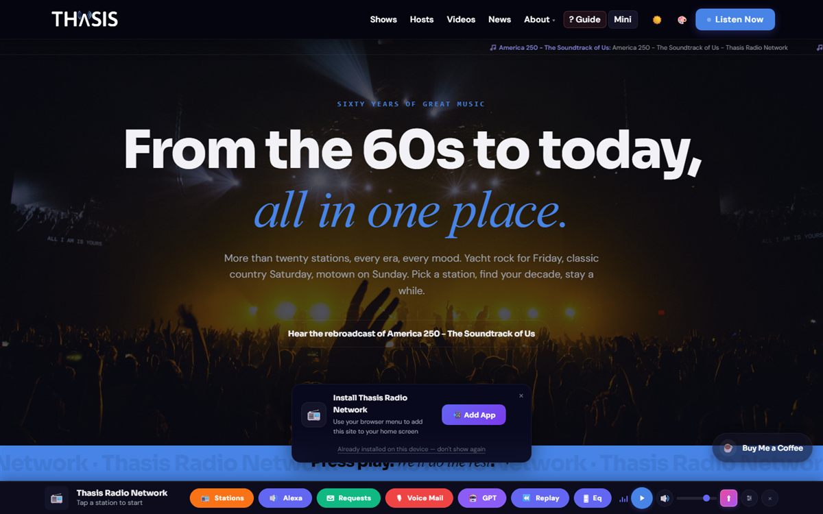 Thasis Radio Network live site